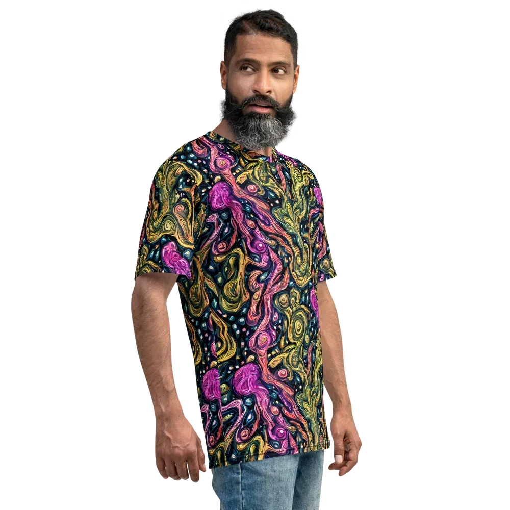 Prismatic Currents on Men's Crew Neck T-Shirt — Right