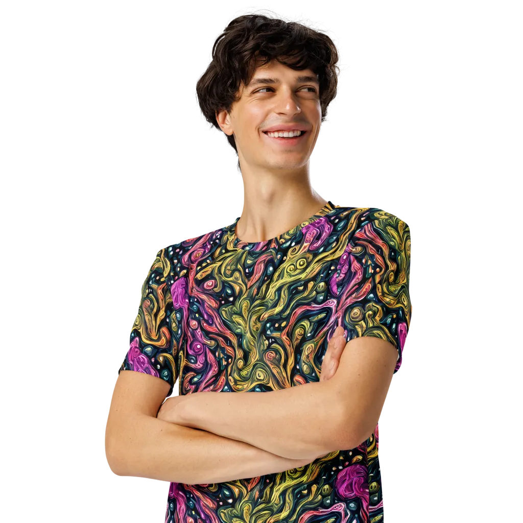 Prismatic Currents on Men's Crew Neck T-Shirt — Left Front
