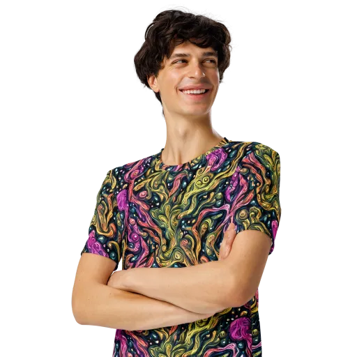 Prismatic Currents on a Men's Crew Neck T-Shirt