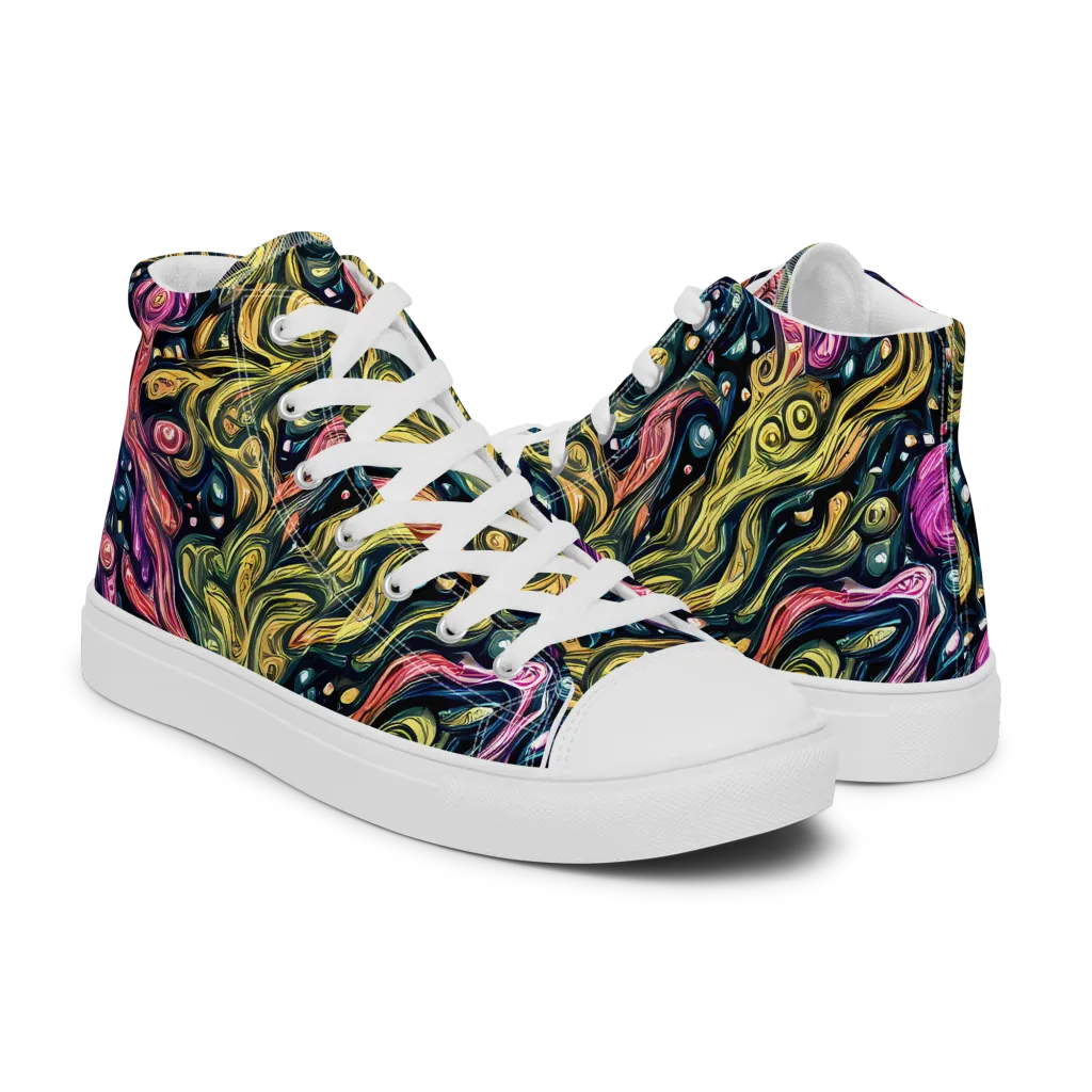 Prismatic Currents on Men's High Top Canvas Shoes — Right