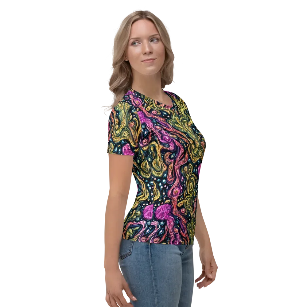 Prismatic Currents on Women's Crew Neck T-Shirt — Right