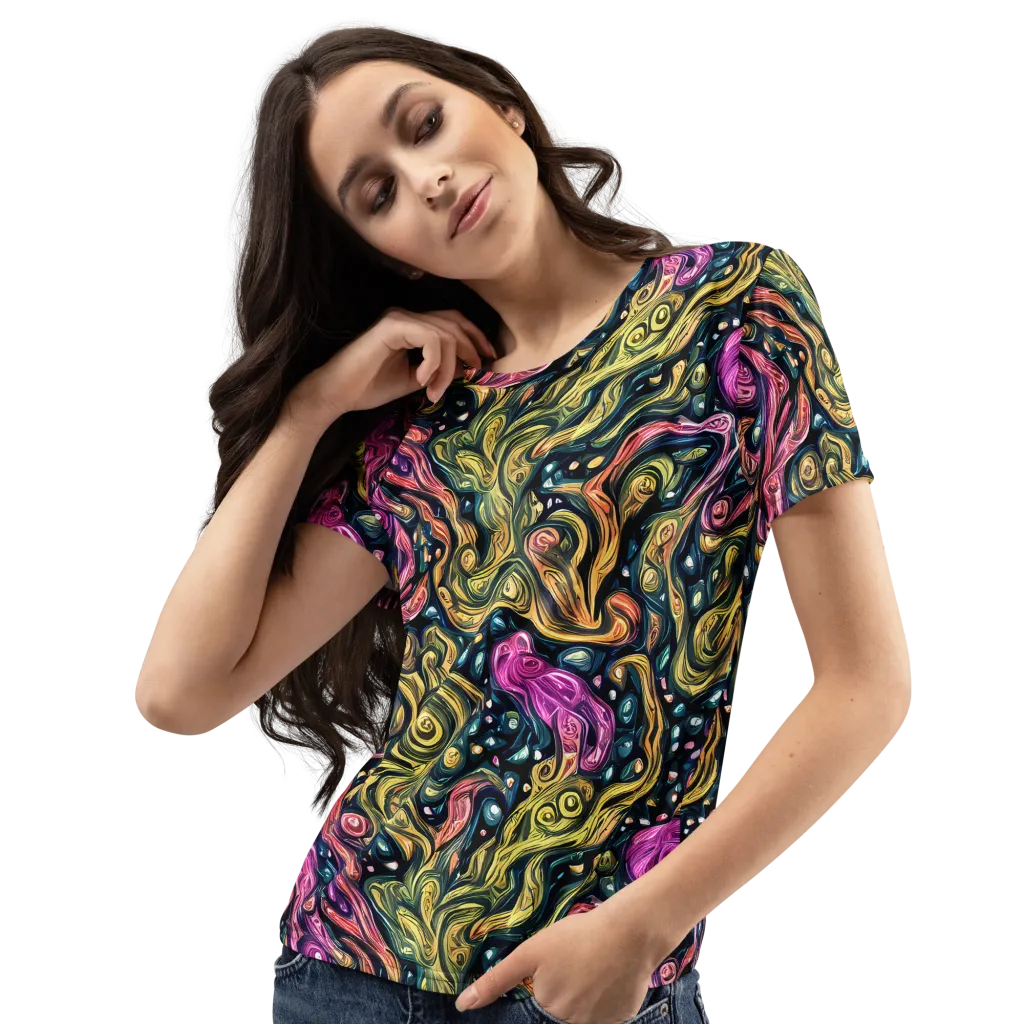 Prismatic Currents on Women's Crew Neck T-Shirt — Left Front
