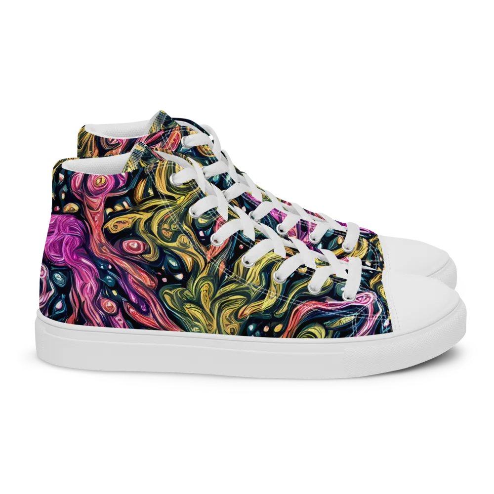 Prismatic Currents on Women's High Top Canvas Shoes — Right