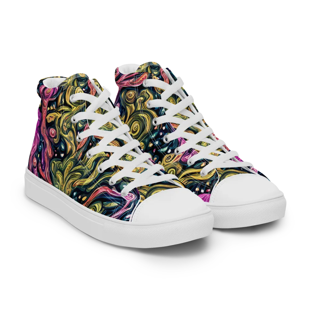 Prismatic Currents on Women's High Top Canvas Shoes — Right Front