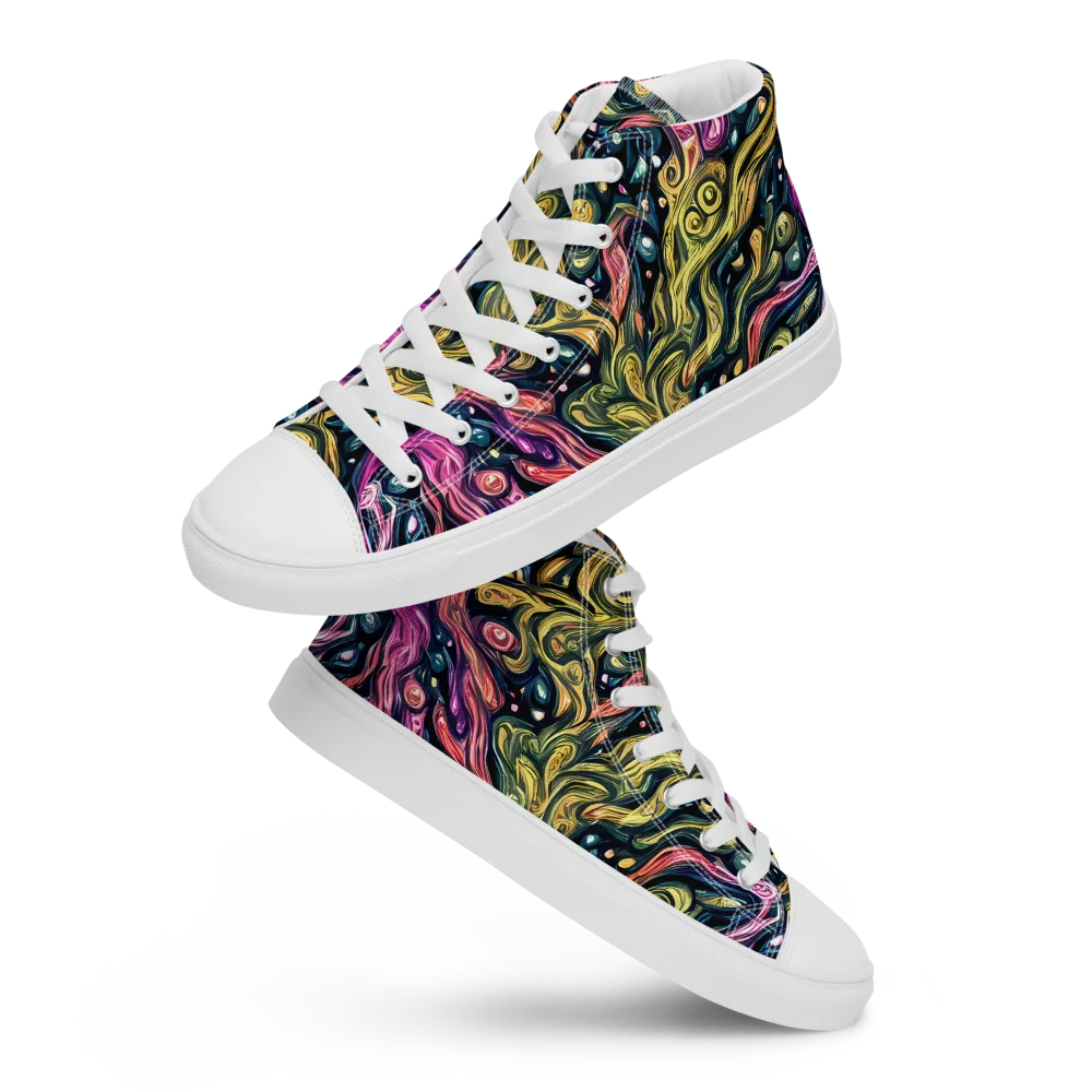 Prismatic Currents on Women's High Top Canvas Shoes — Front