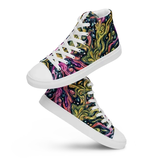 Prismatic Currents on a Women's High Top Canvas Shoes