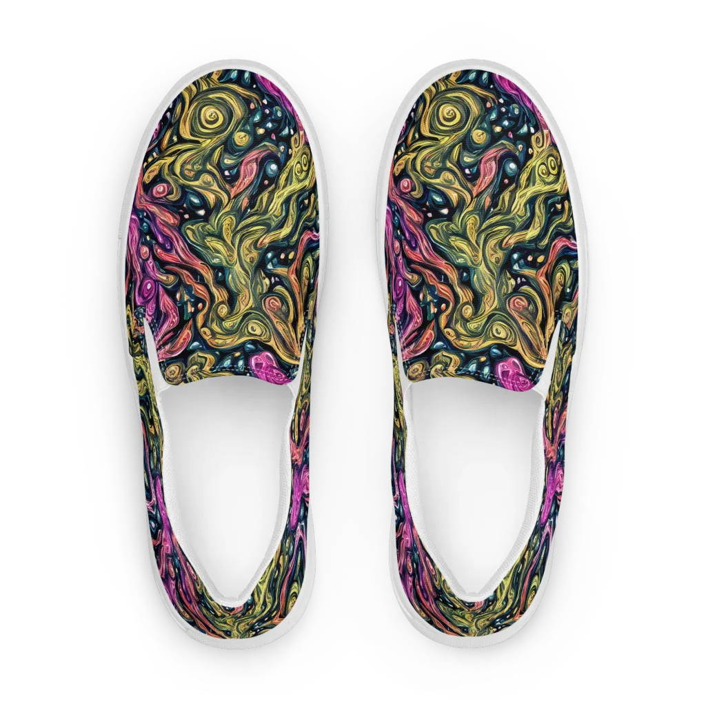 Prismatic Currents on Men's Slip-On Canvas Shoes — Front