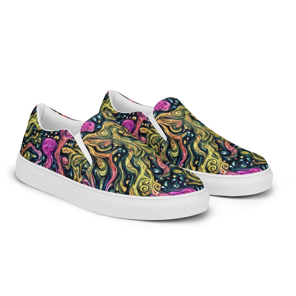 Prismatic Currents on Men's Slip-On Canvas Shoes — Right Front
