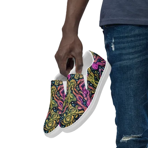 Prismatic Currents on a Men's Slip-On Canvas Shoes