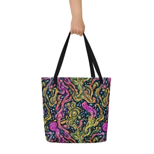 Prismatic Currents on a Large Tote Bag W/ Pocket