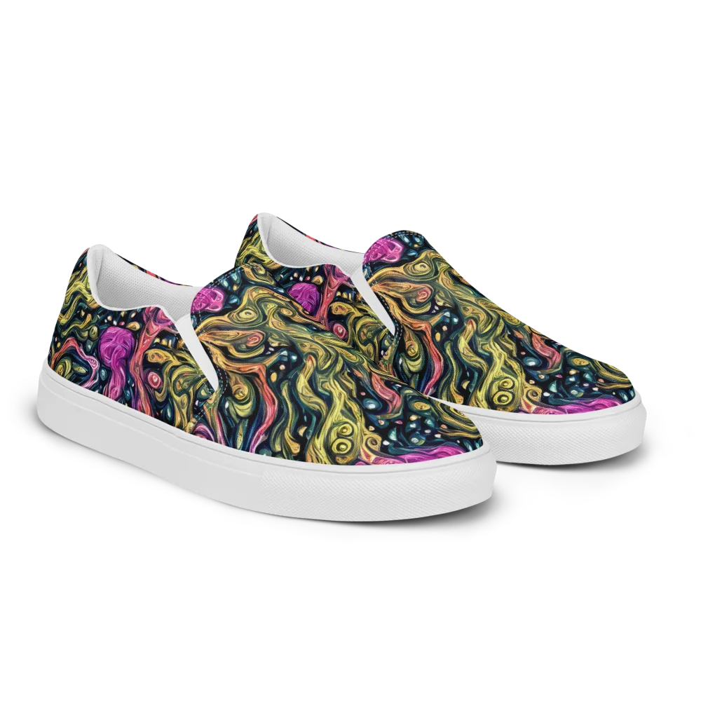 Prismatic Currents on Women's Slip-On Canvas Shoes — Right Front