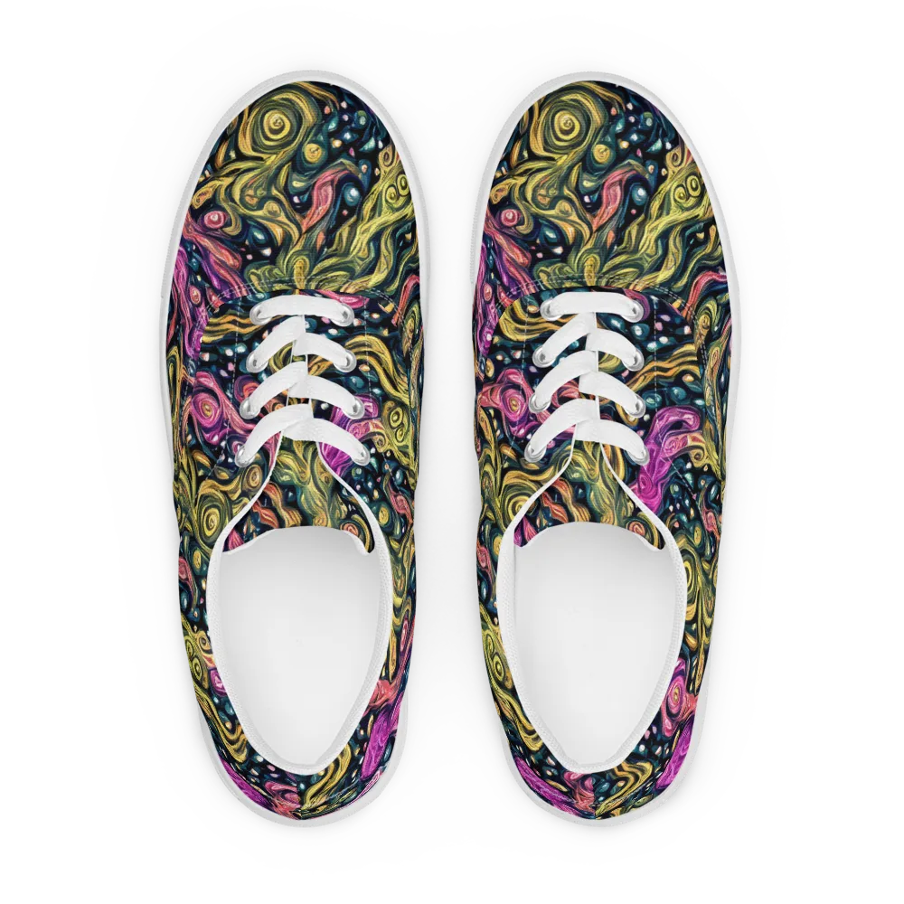 Prismatic Currents on Men's Lace-Up Canvas Shoes — Front