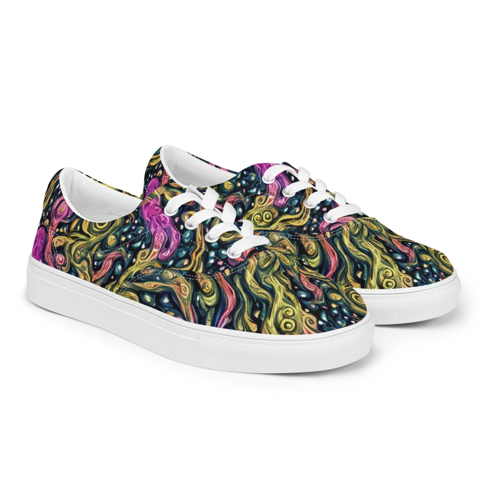 Prismatic Currents on Men's Lace-Up Canvas Shoes — Right Front