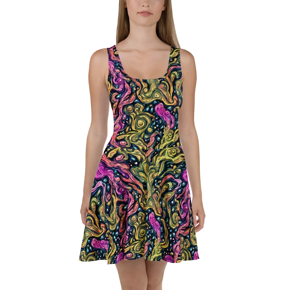 Prismatic Currents on Skater Dress — Front