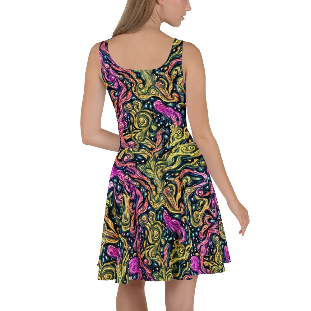 Prismatic Currents on Skater Dress — Back