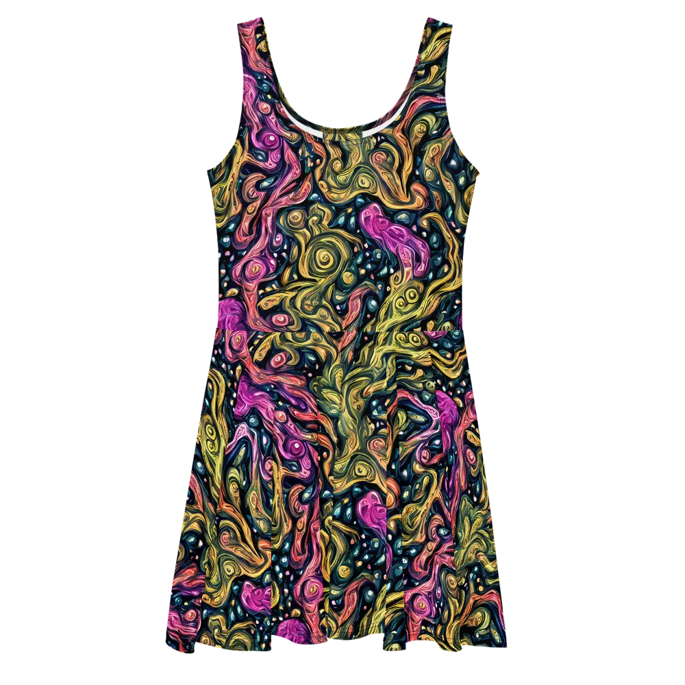 Prismatic Currents on Skater Dress — Front