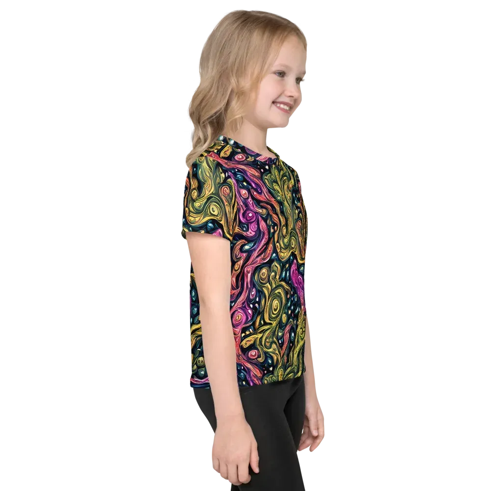 Prismatic Currents on Kids Crew Neck T-Shirt — Right