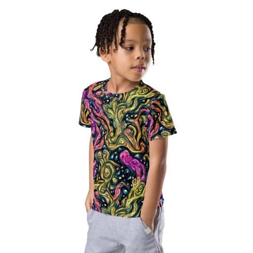 Prismatic Currents on a Kids Crew Neck T-Shirt