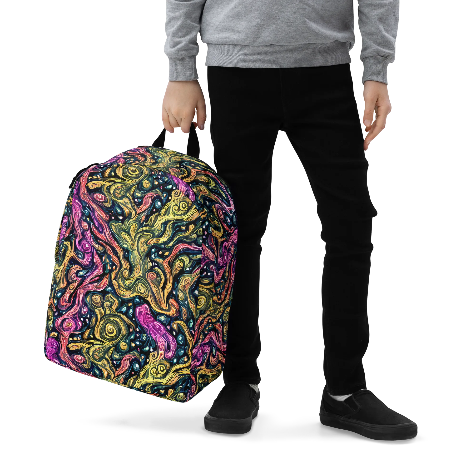 Prismatic Currents on Minimalist Backpack — Zoomed-in
