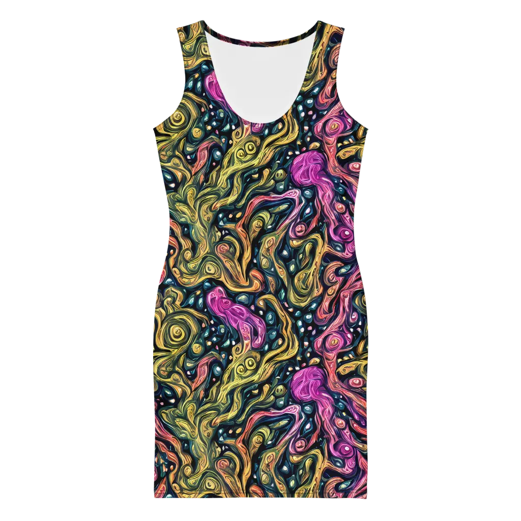Prismatic Currents on Bodycon Dress — Front