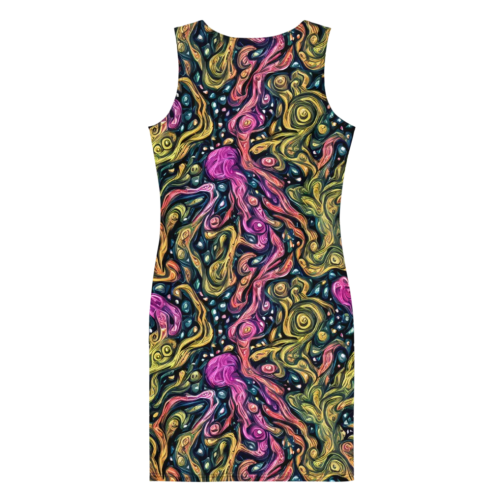 Prismatic Currents on Bodycon Dress — Back