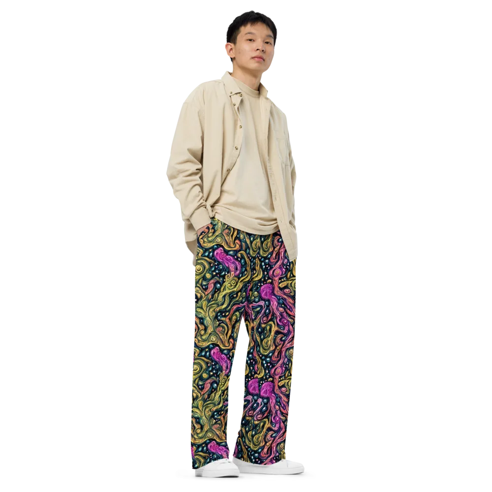 Prismatic Currents on Wide-Leg Pants — Right Front