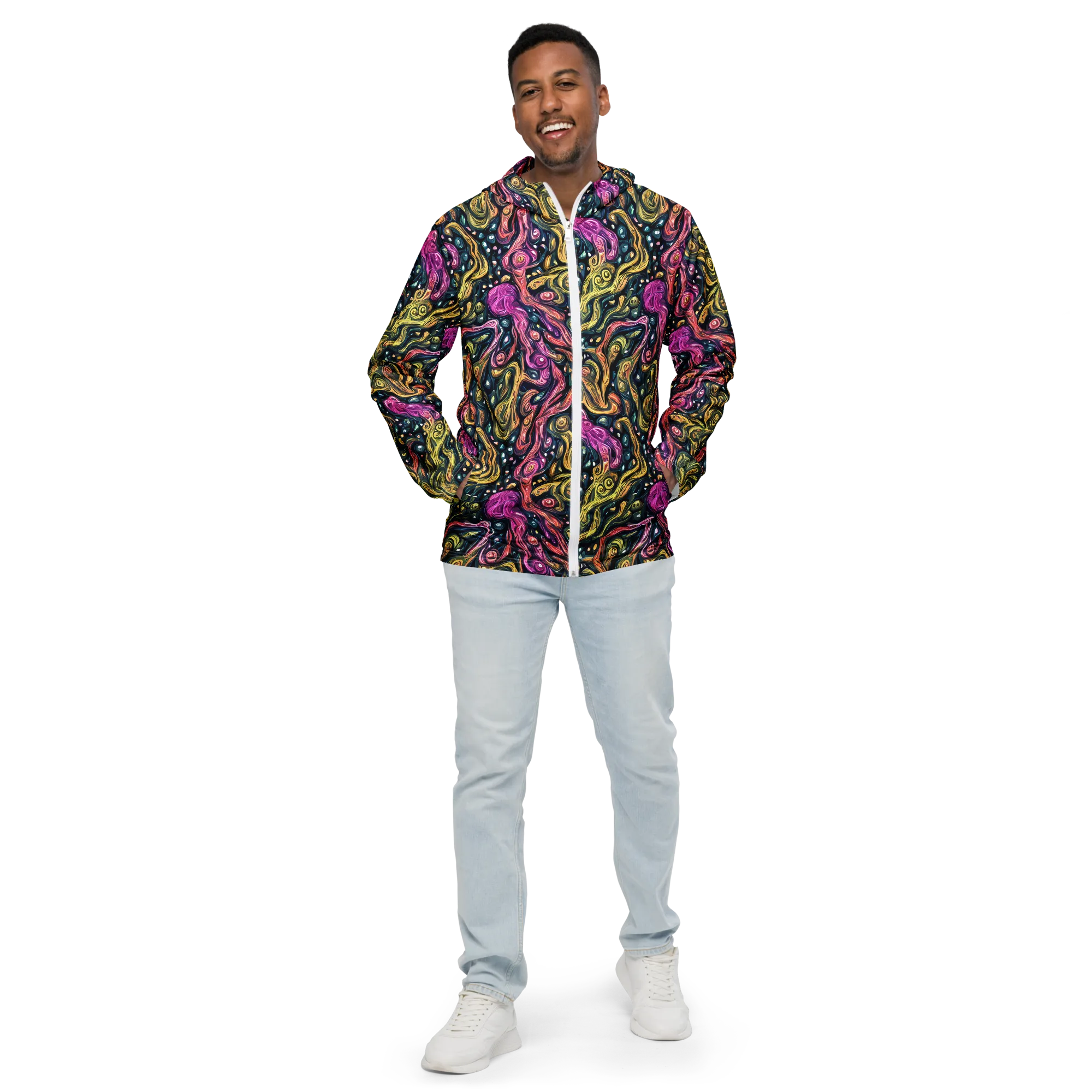 Prismatic Currents on Men's Windbreaker — Front