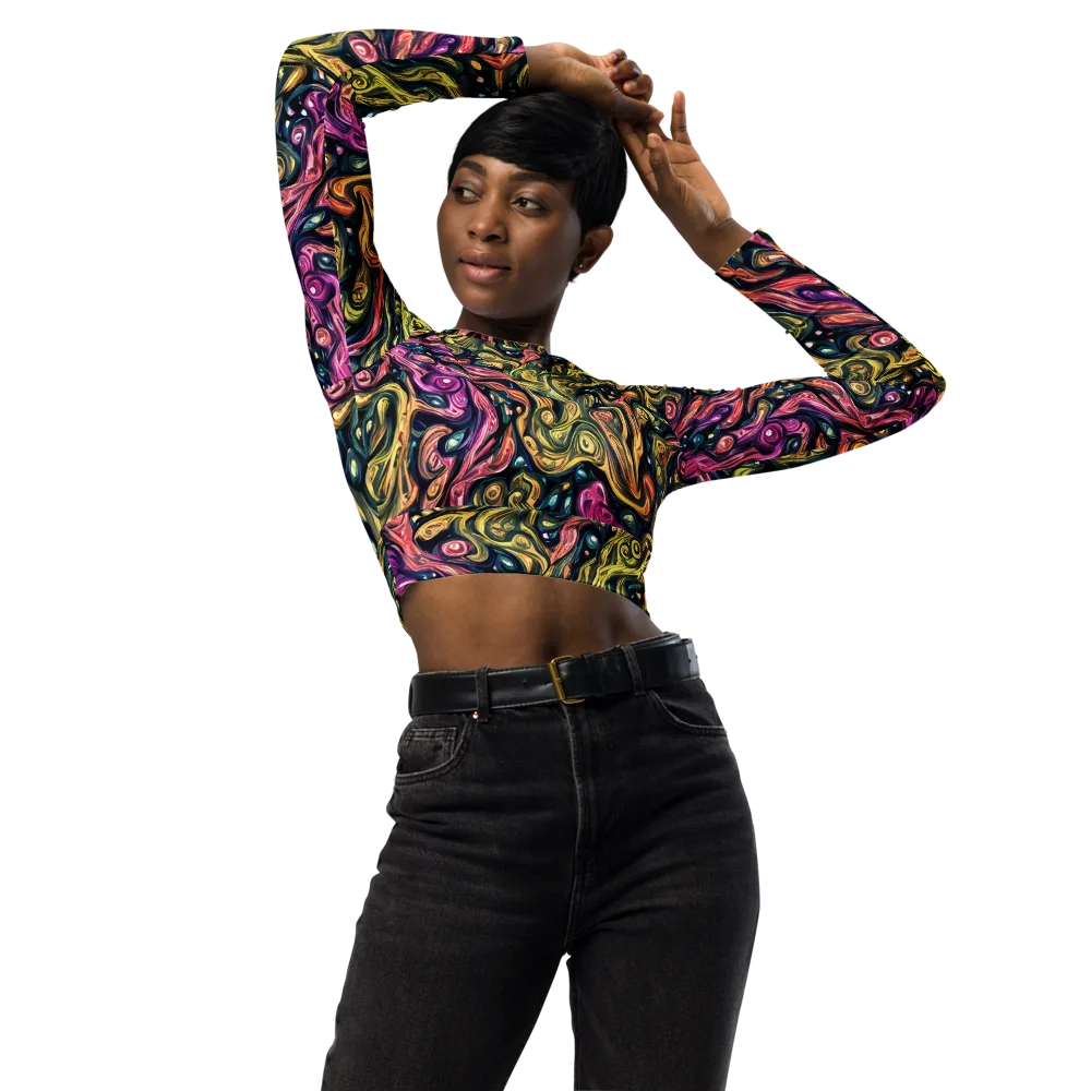 Prismatic Currents on Long Sleeve Crop Top — Front