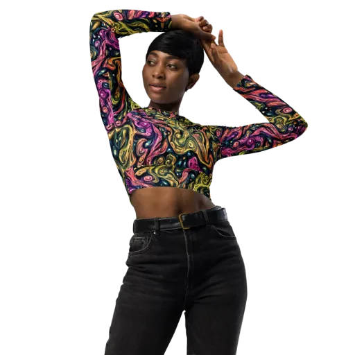 Prismatic Currents on a Long Sleeve Crop Top