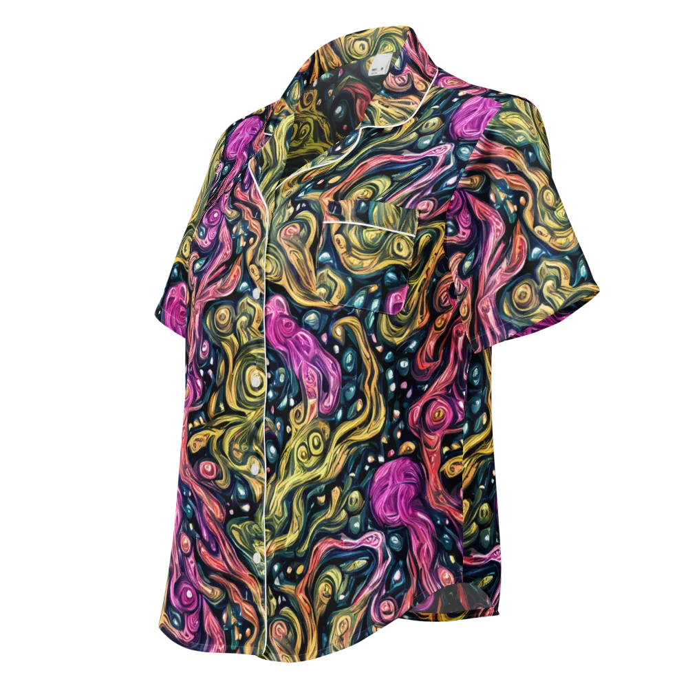 Prismatic Currents on Women's Short Sleeve Pajama Top — Left Front
