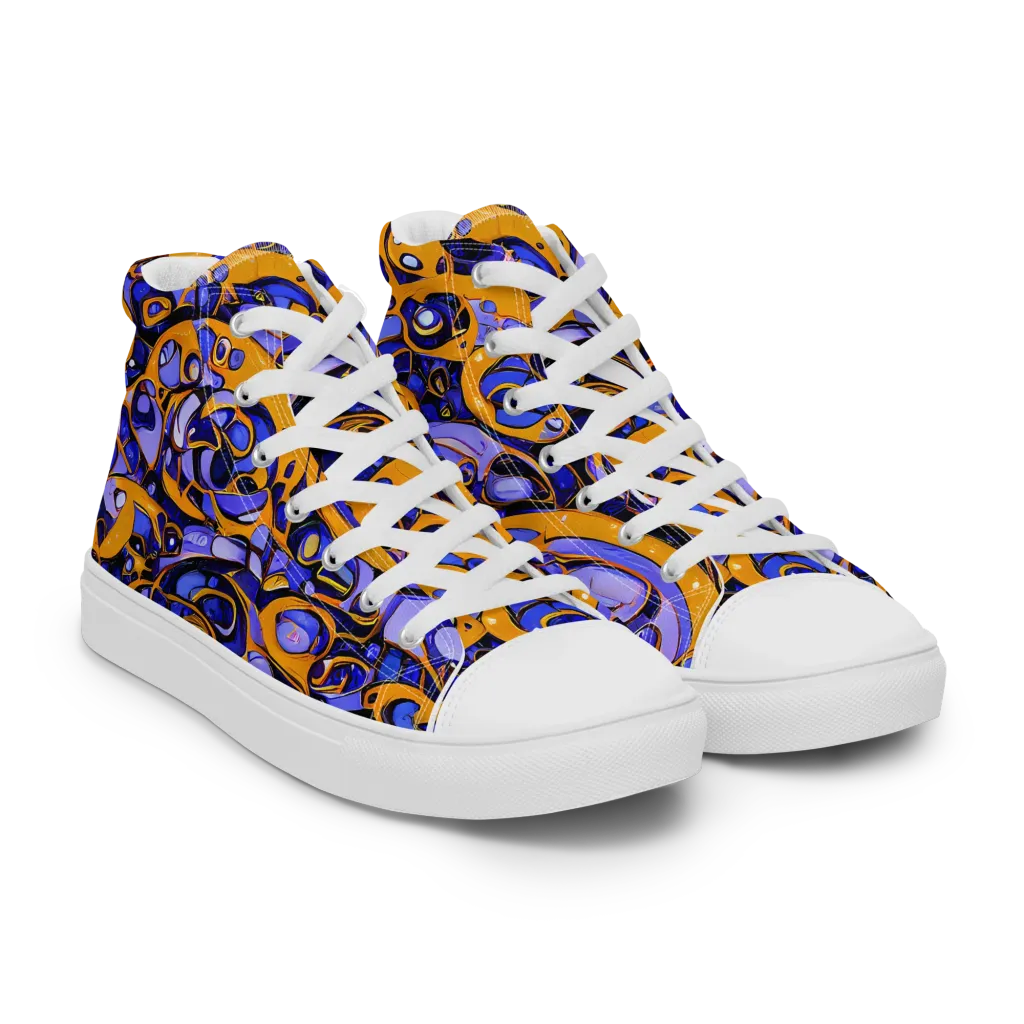 Psychedelic Alloy on Men's High Top Canvas Shoes — Right Front