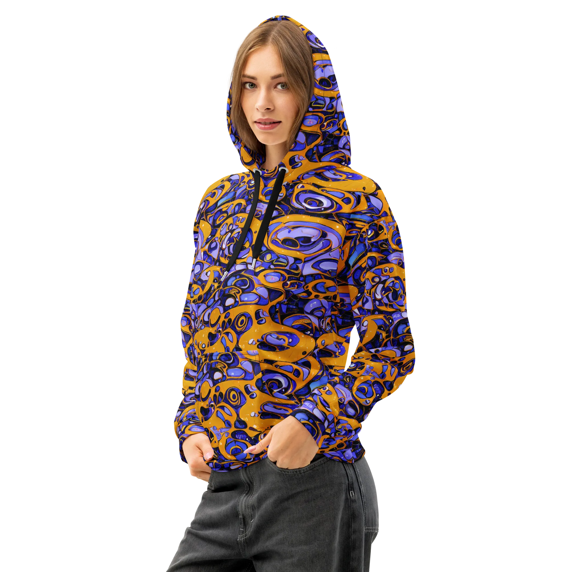 Psychedelic Alloy on Cotton Hoodie — Left Front