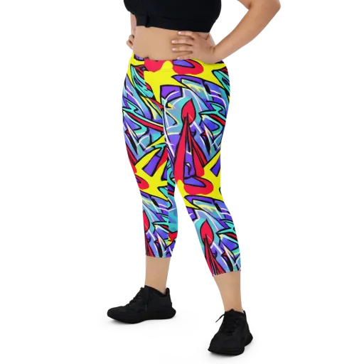 Neon Turbulence on a Capri Leggings
