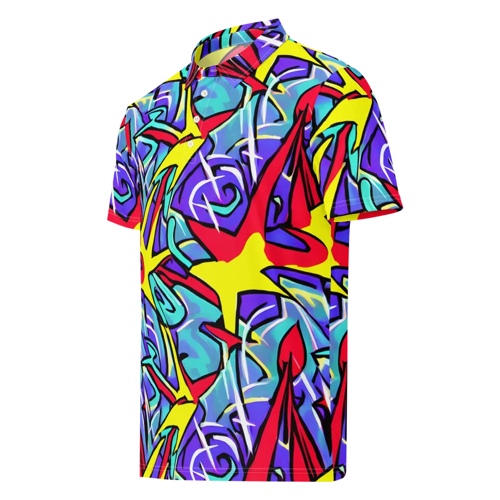 Neon Turbulence on Men's Slim Fit Polo Shirt — Left Front