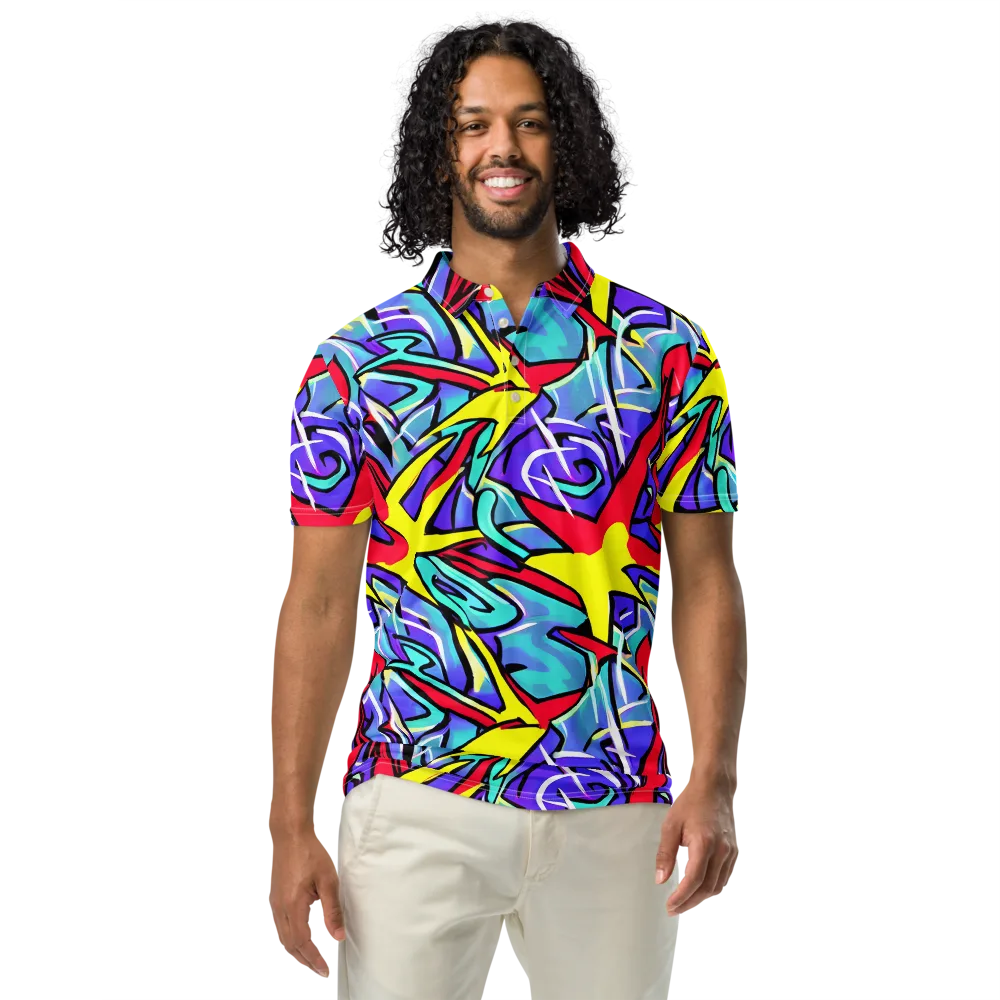 Neon Turbulence on Men's Slim Fit Polo Shirt — Front