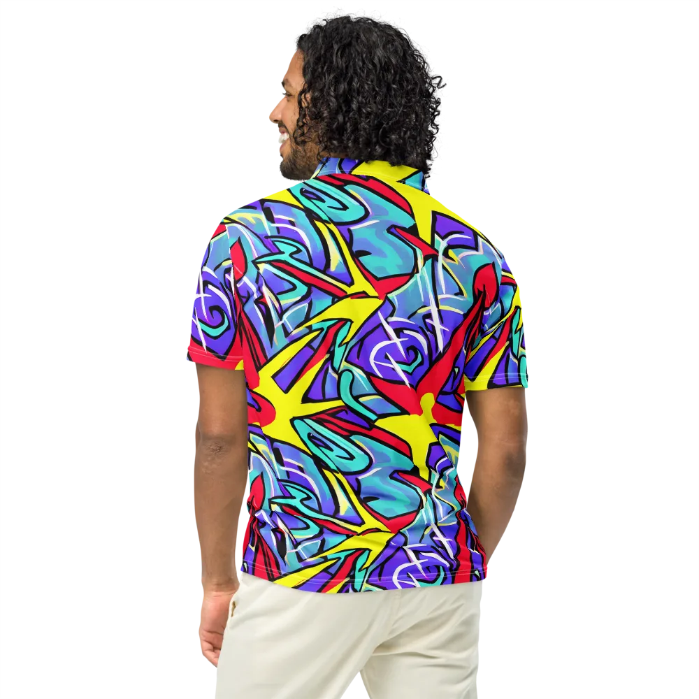 Neon Turbulence on Men's Slim Fit Polo Shirt — Back