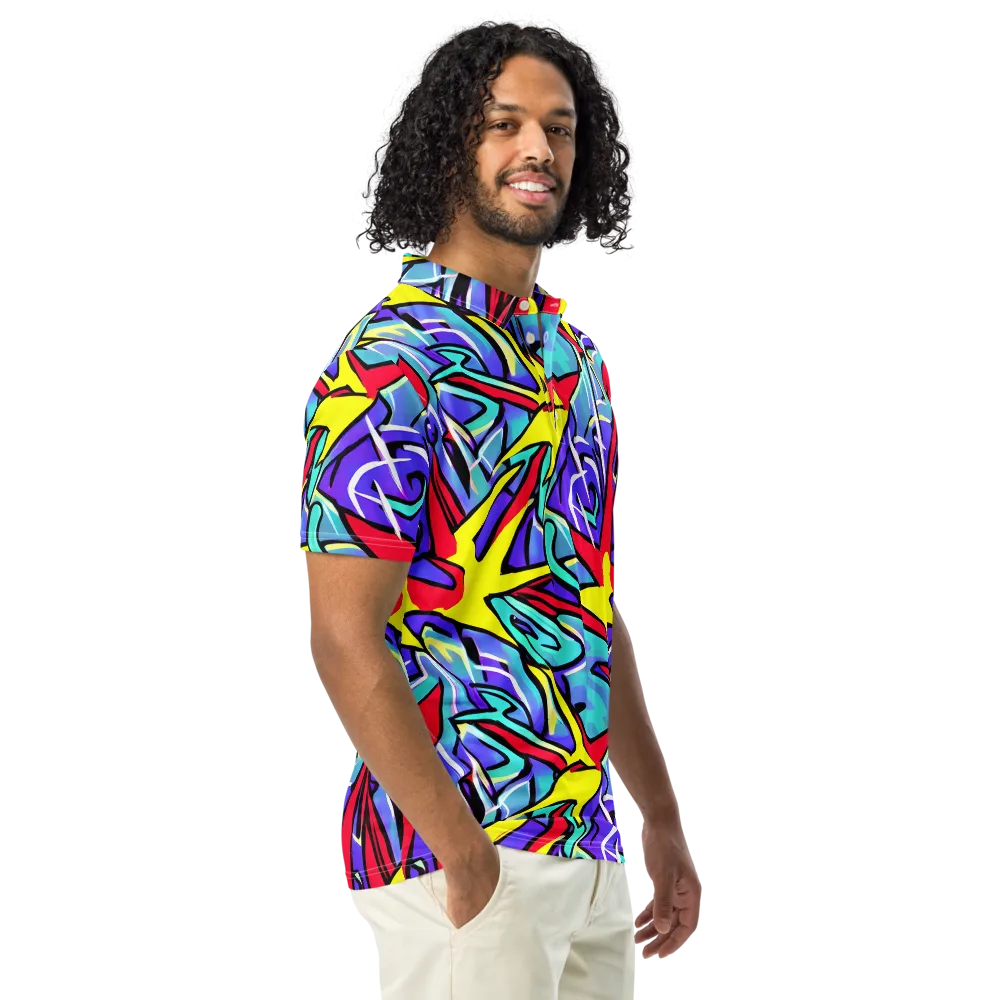 Neon Turbulence on Men's Slim Fit Polo Shirt — Right Front