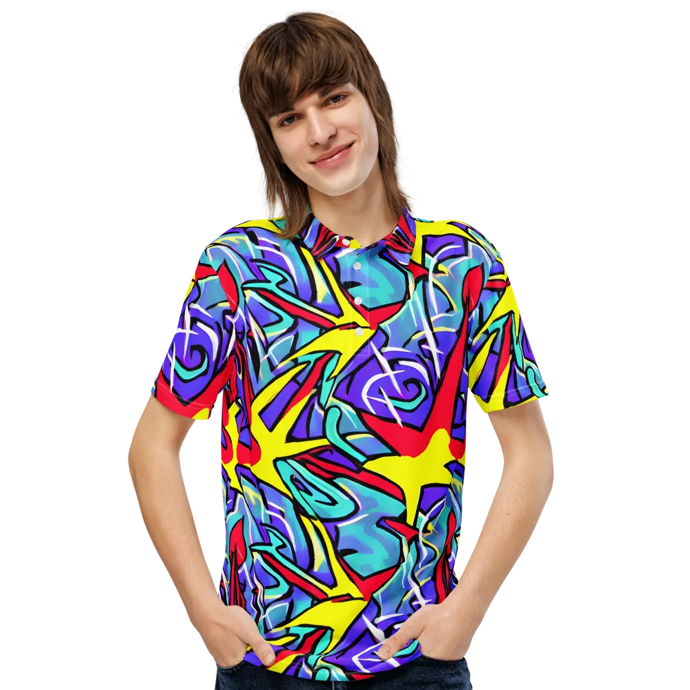 Neon Turbulence on Men's Slim Fit Polo Shirt — Front