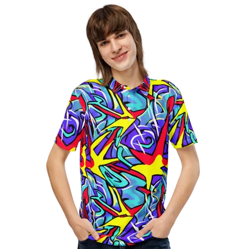 Neon Turbulence on a Men's Slim Fit Polo Shirt