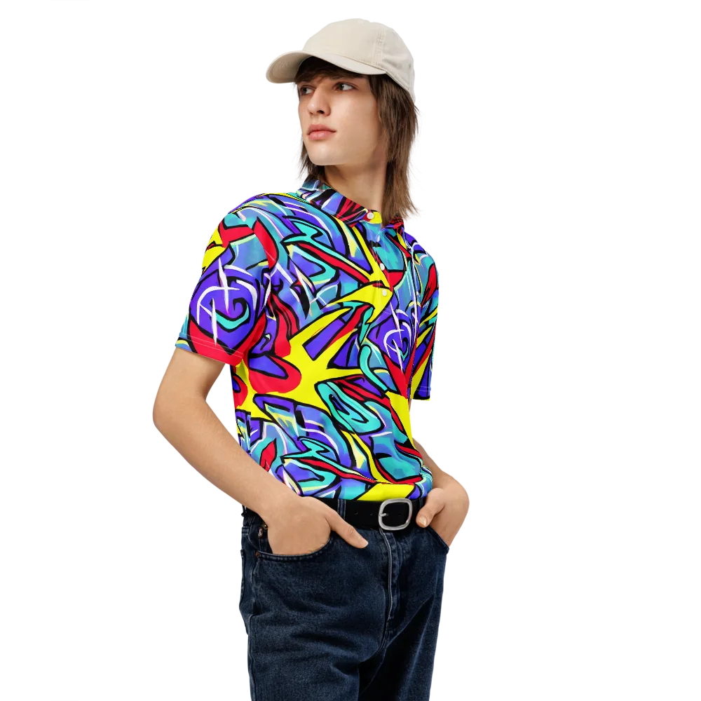 Neon Turbulence on Men's Slim Fit Polo Shirt — Right Front