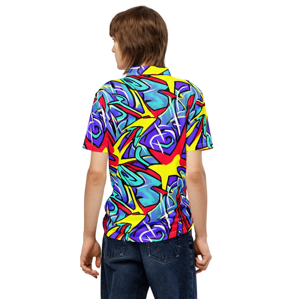Neon Turbulence on Men's Slim Fit Polo Shirt — Back