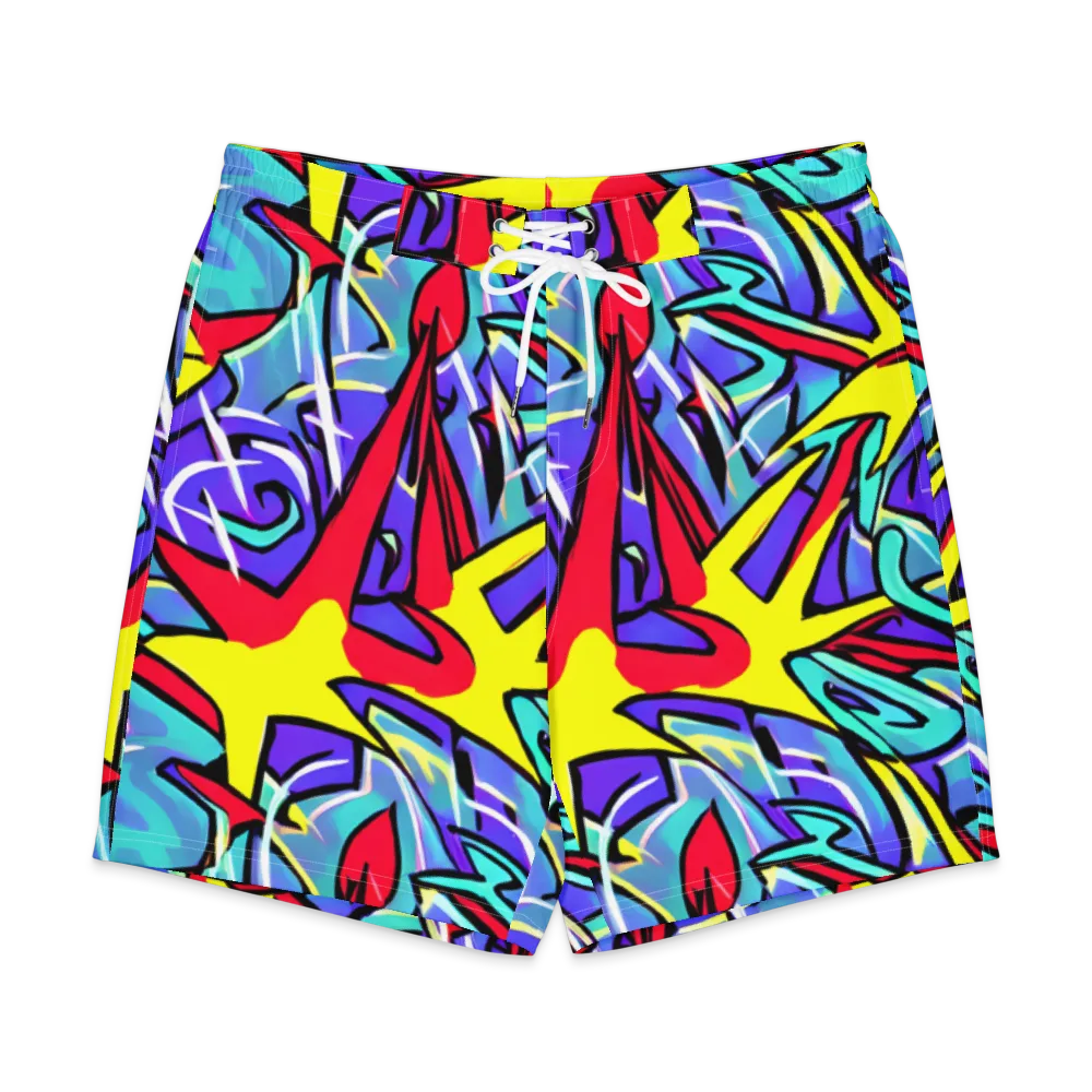 Neon Turbulence on Men's Board Shorts — Front