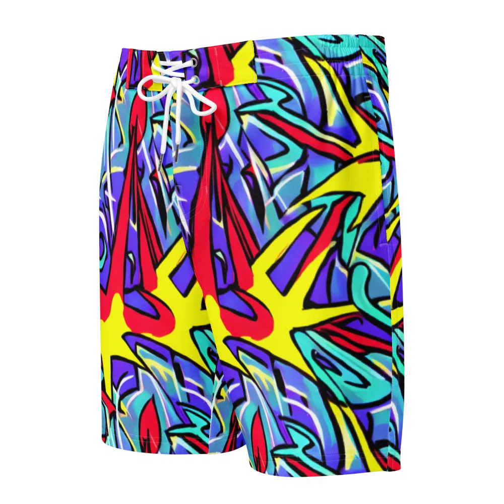 Neon Turbulence on Men's Board Shorts — Front