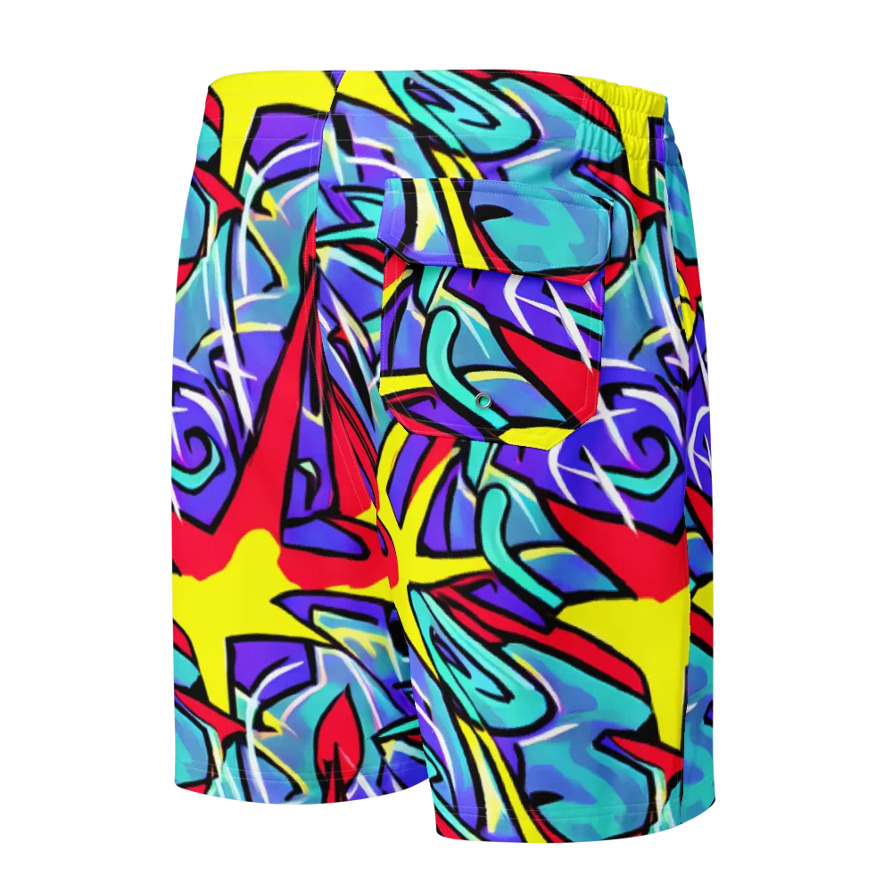 Neon Turbulence on Men's Board Shorts — Back