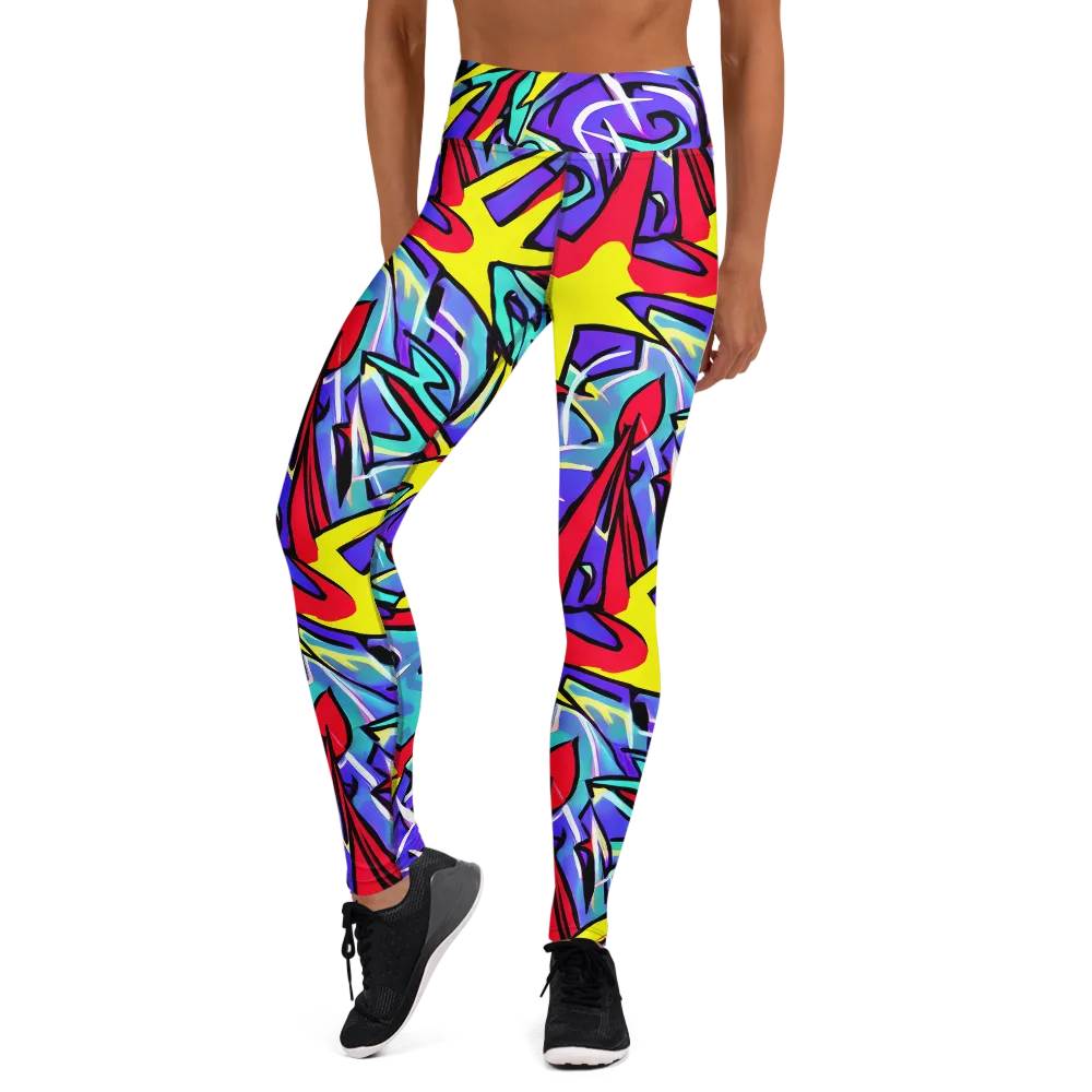Neon Turbulence on Yoga Leggings — Front