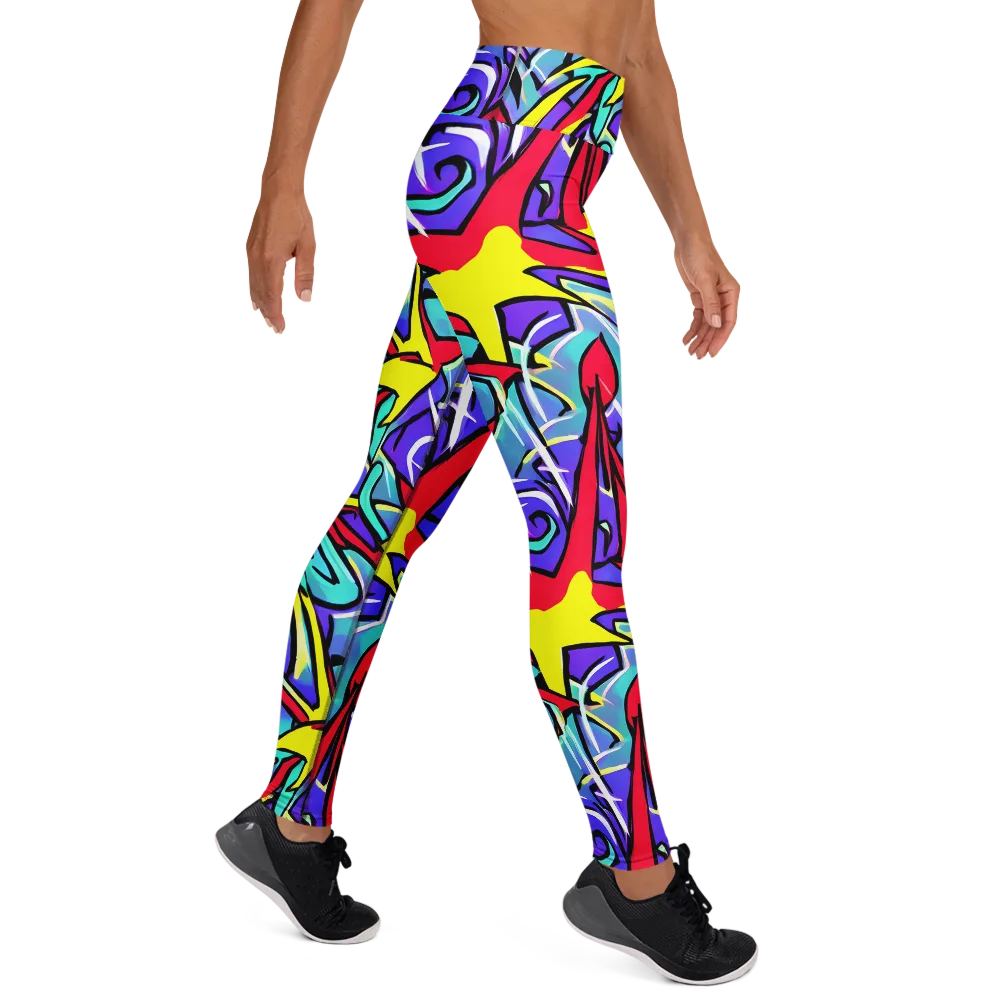 Neon Turbulence on Yoga Leggings — Right
