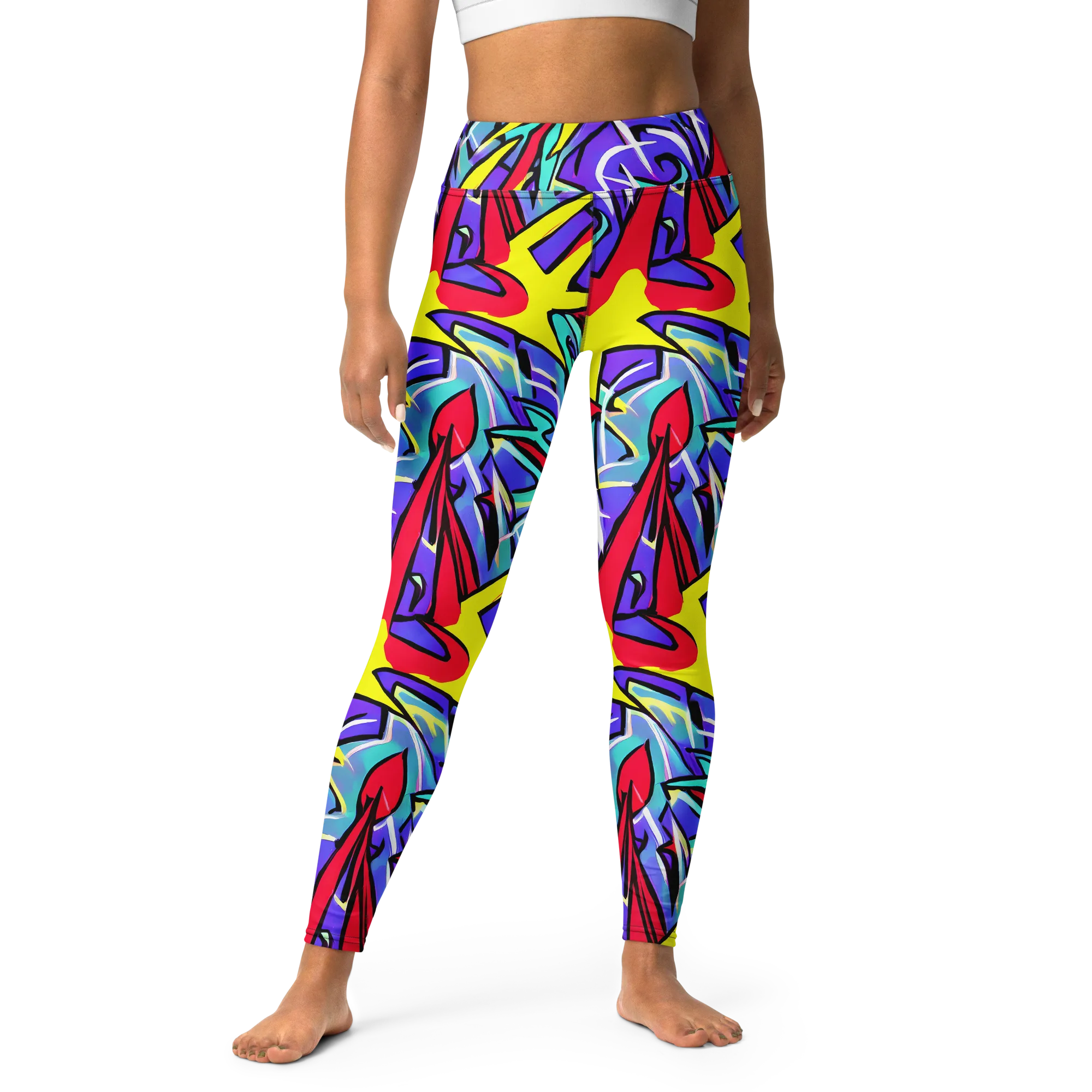 Neon Turbulence on Yoga Leggings — Front
