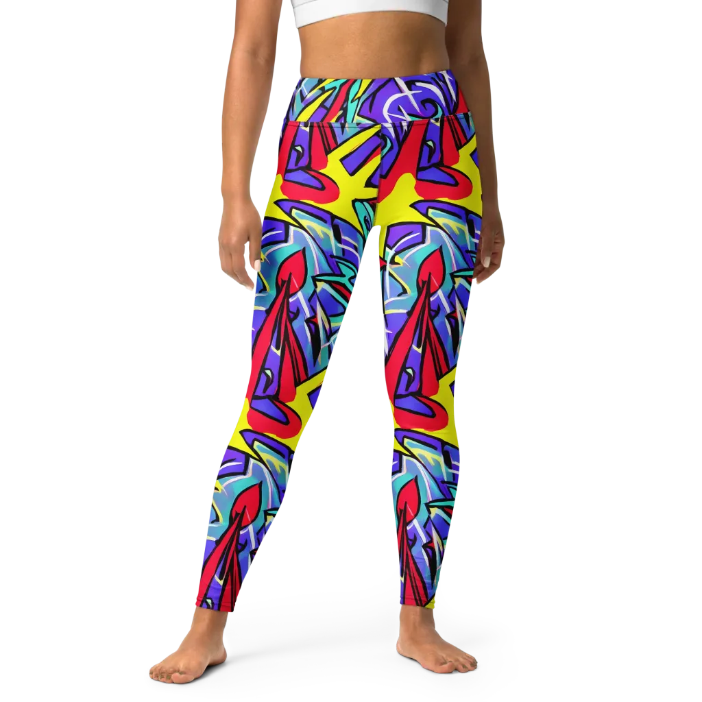 Neon Turbulence on Yoga Leggings — Front