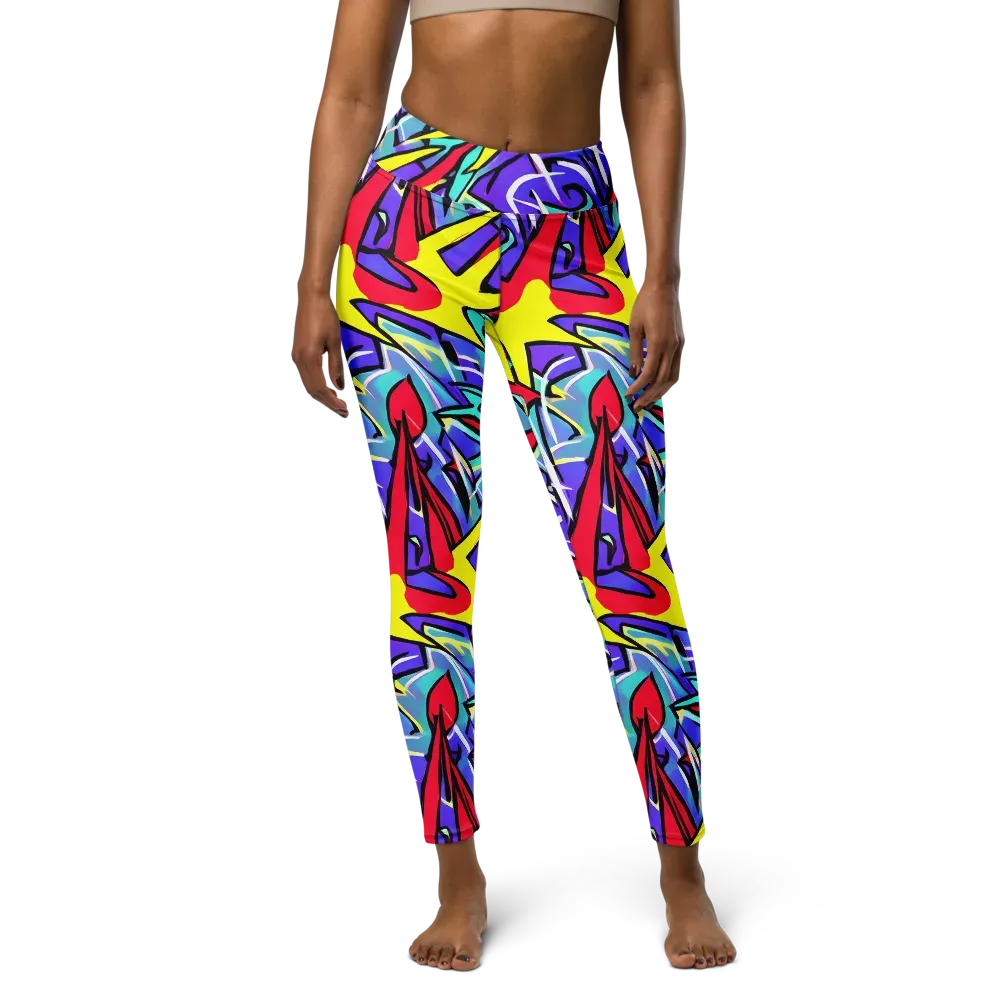 Neon Turbulence on Yoga Leggings — Front