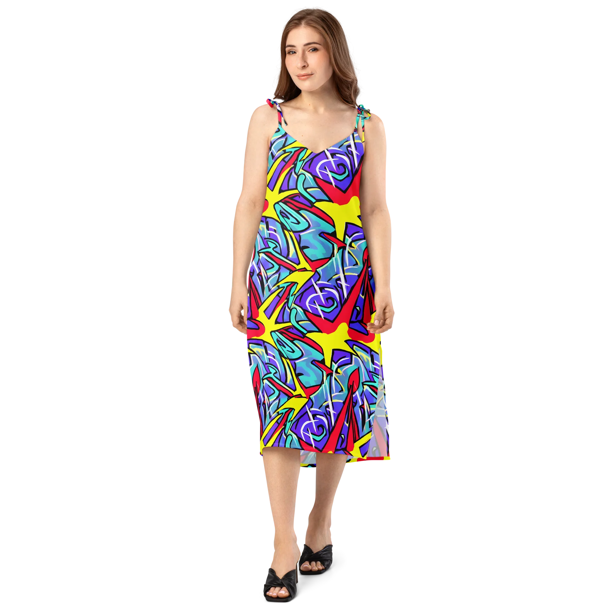 Neon Turbulence on Slip Dress — Front